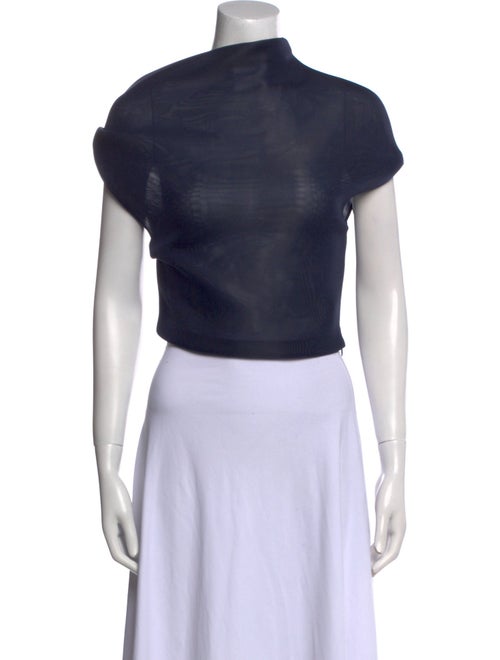 Brandon Maxwell Bateau Neckline Short Sleeve Crop Top