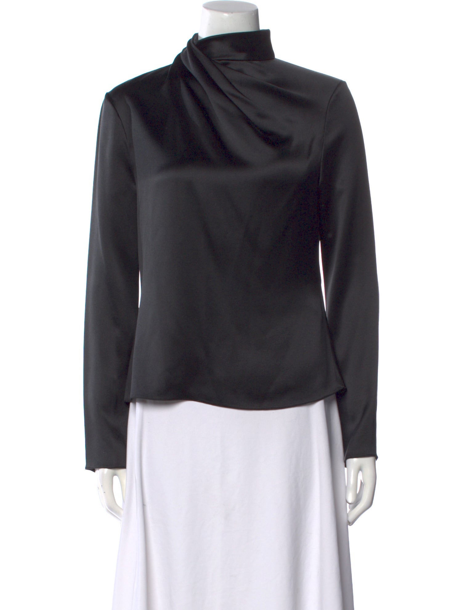 Brandon Maxwell Silk Cowl Neck Blouse