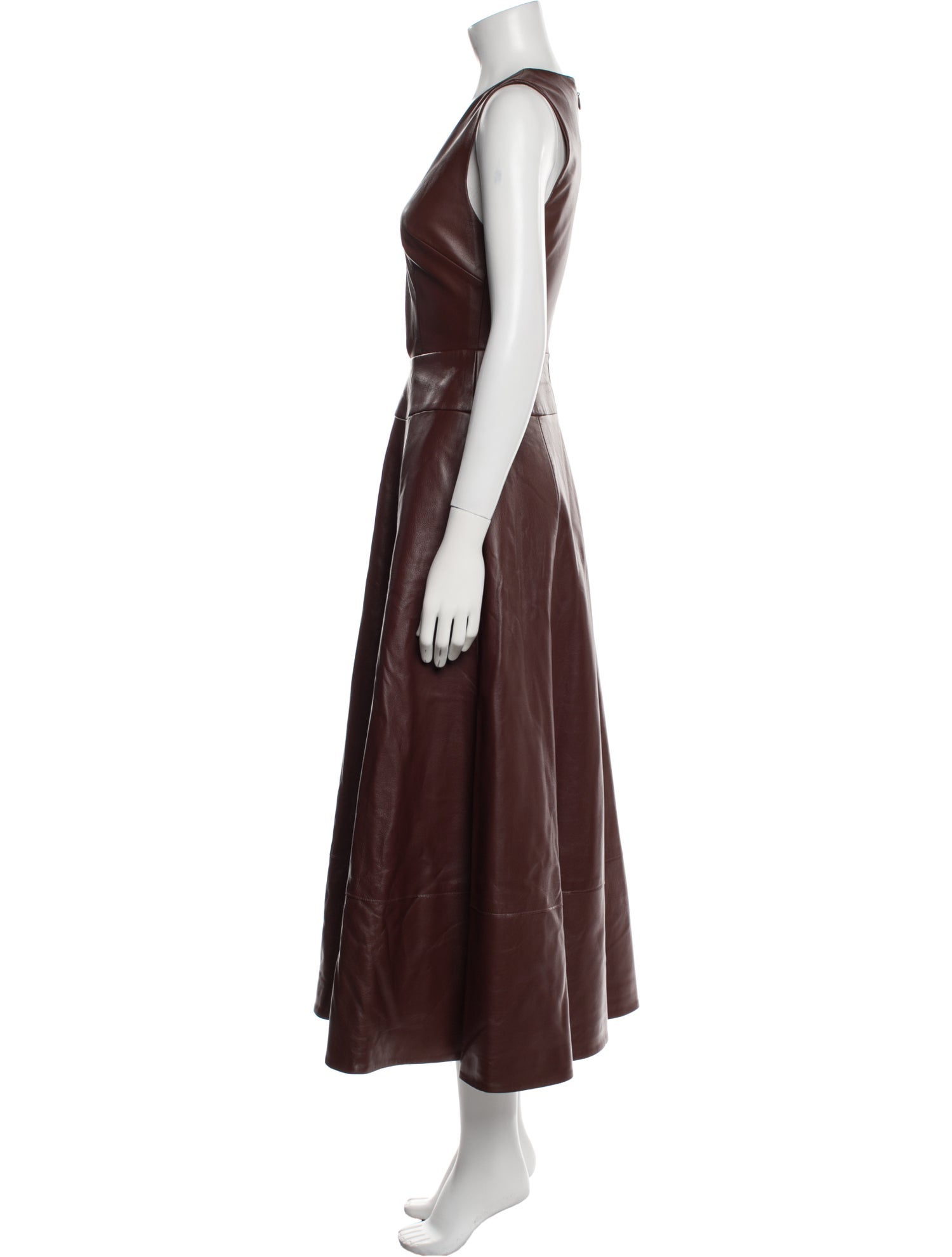 Brandon Maxwell Lamb Leather Long Dress