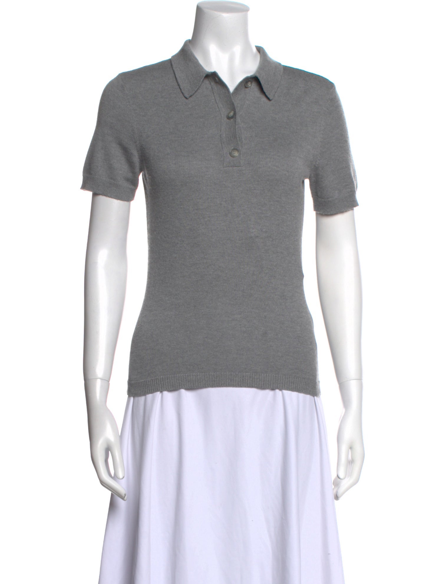 Brandon Maxwell Silk Short Sleeve Polo