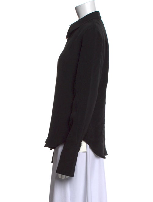 Brandon Maxwell Silk Long Sleeve Button-Up Top