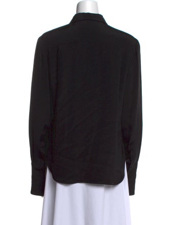 Brandon Maxwell Silk Long Sleeve Button-Up Top