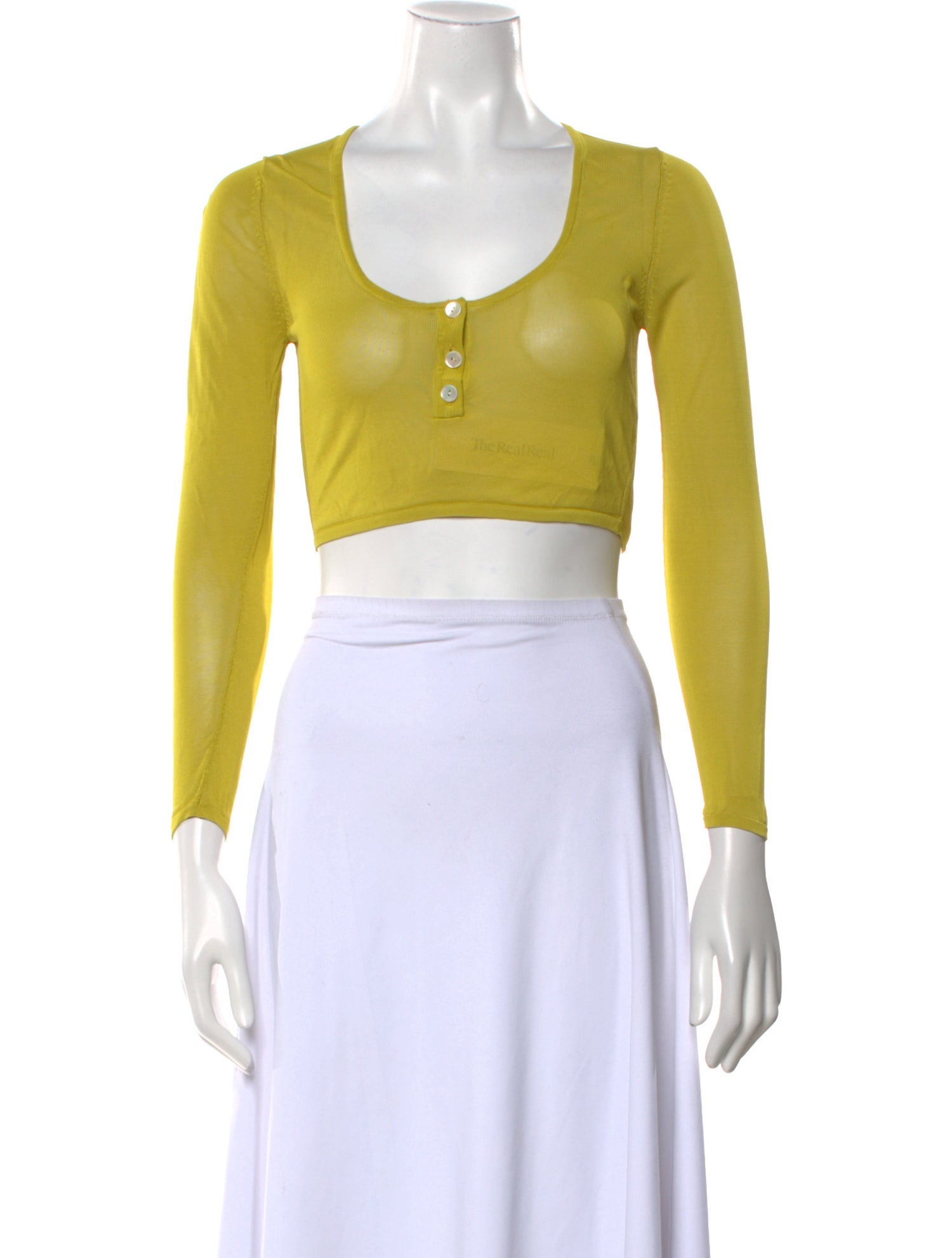 Brandon Maxwell Scoop Neck Three-Quarter Sleeve Crop Top