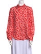 Brandon Maxwell Silk Printed Button-Up Top
