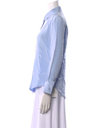 Brandon Maxwell Silk Long Sleeve Button-Up Top