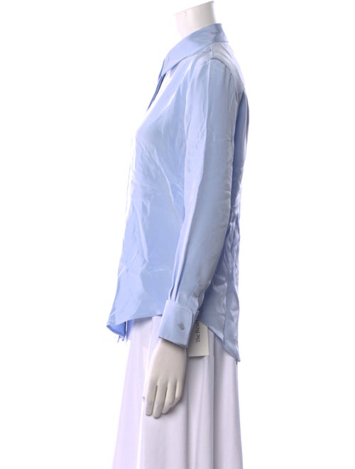 Brandon Maxwell Silk Long Sleeve Button-Up Top