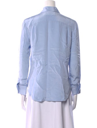 Brandon Maxwell Silk Long Sleeve Button-Up Top