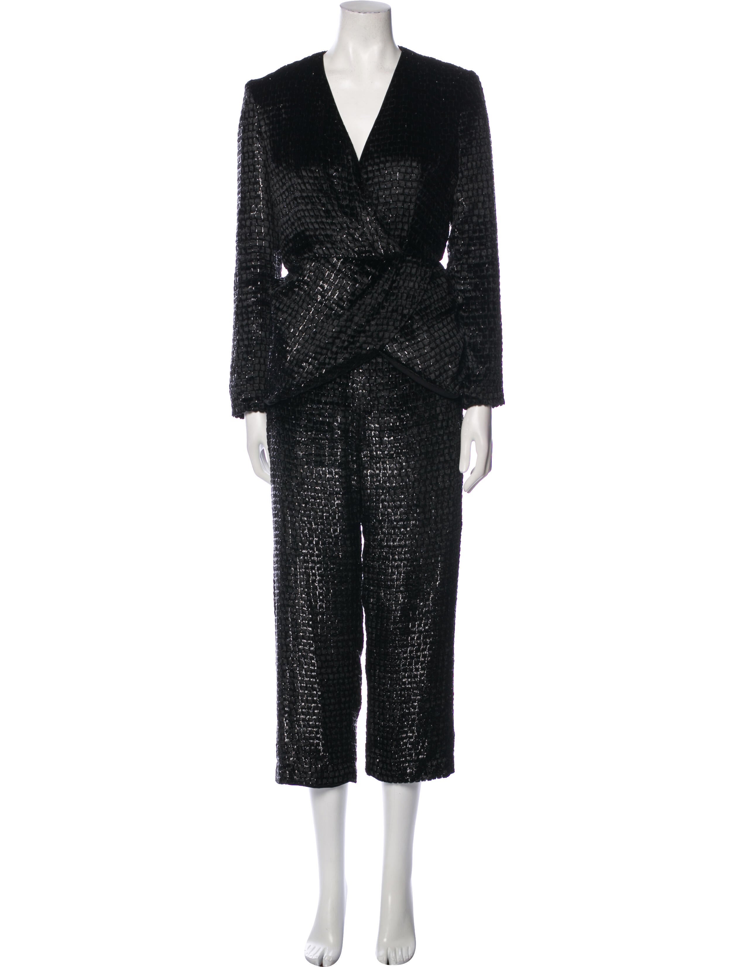 Brandon Maxwell Glitter Accents Pant Set