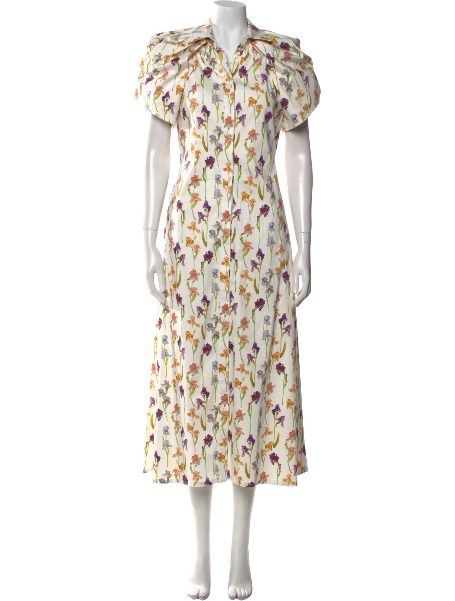 Brandon Maxwell Floral Print Long Dress