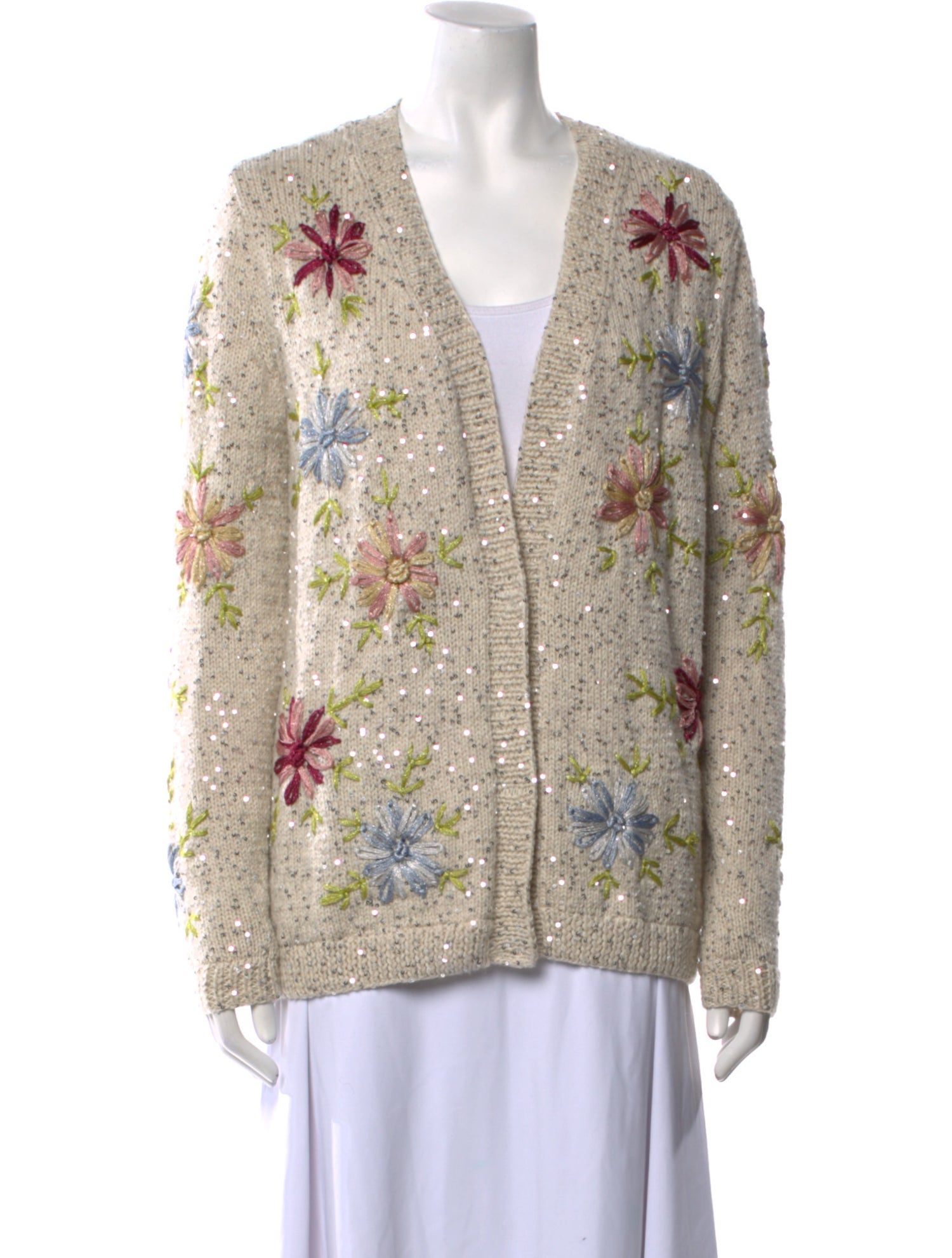 Brandon Maxwell Virgin Wool Floral Print Sweater