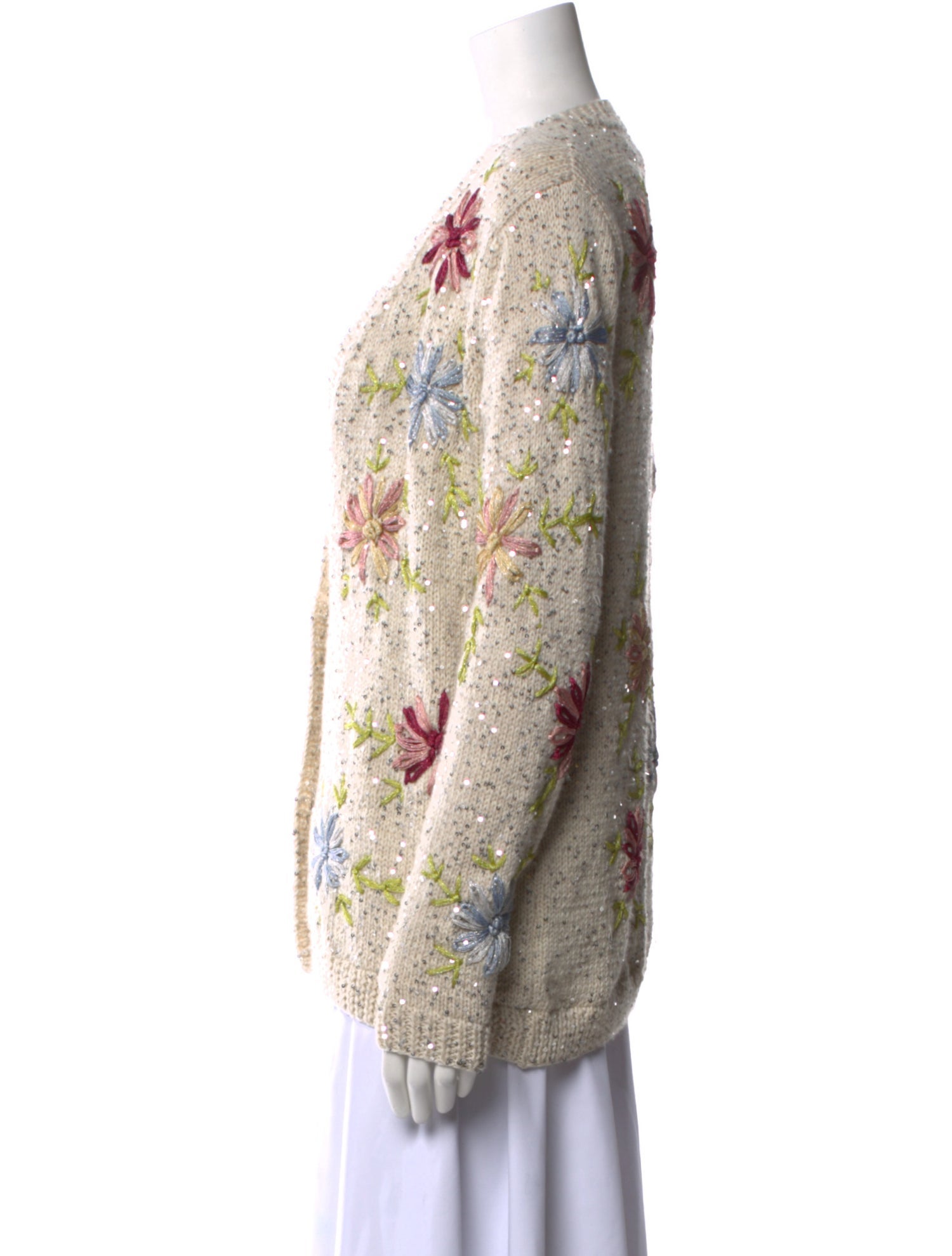 Brandon Maxwell Virgin Wool Floral Print Sweater