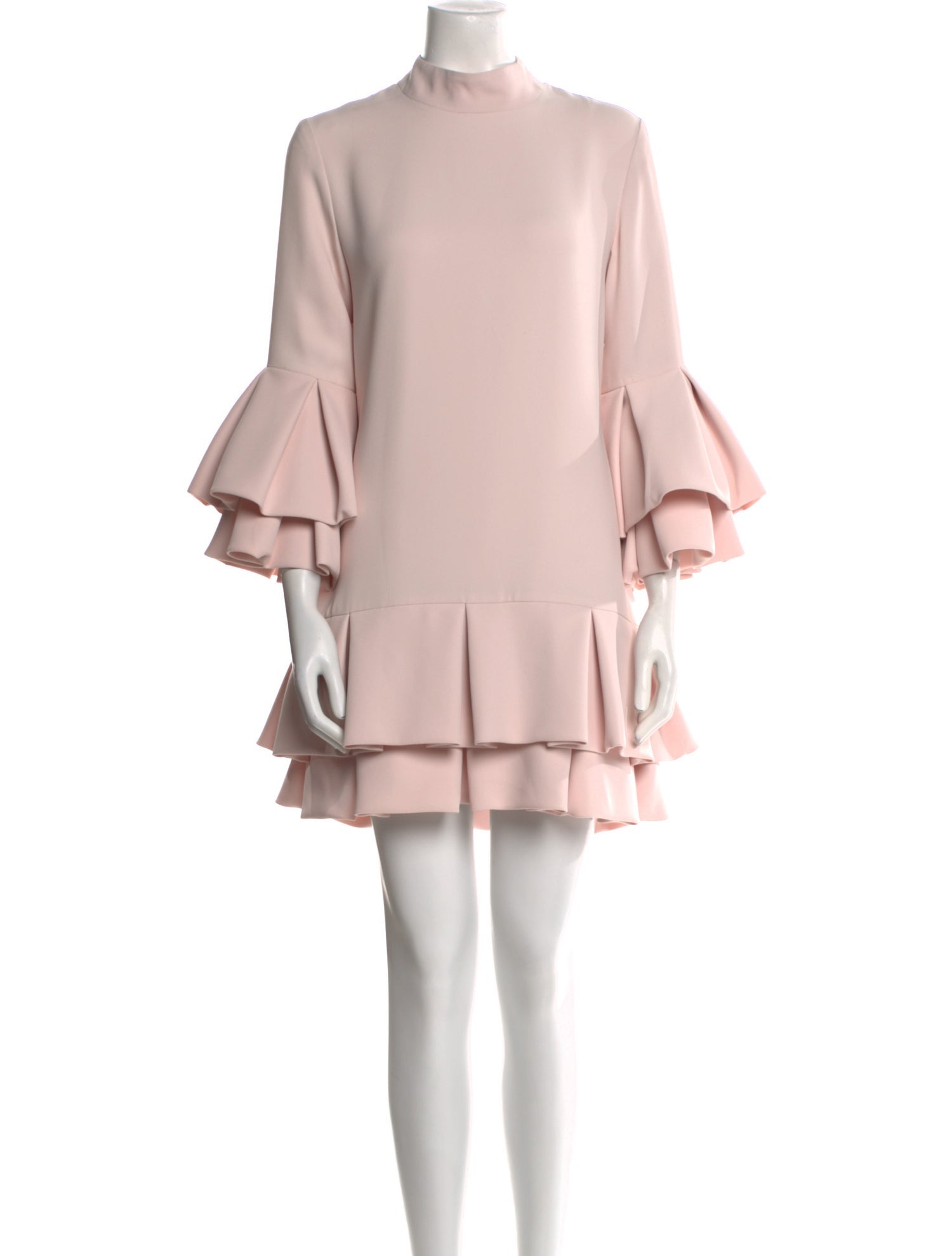 Brandon Maxwell Mock Neck Mini Dress