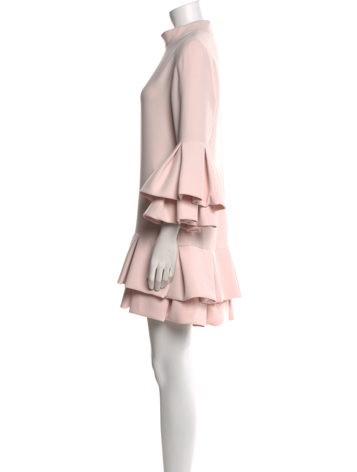 Brandon Maxwell Mock Neck Mini Dress