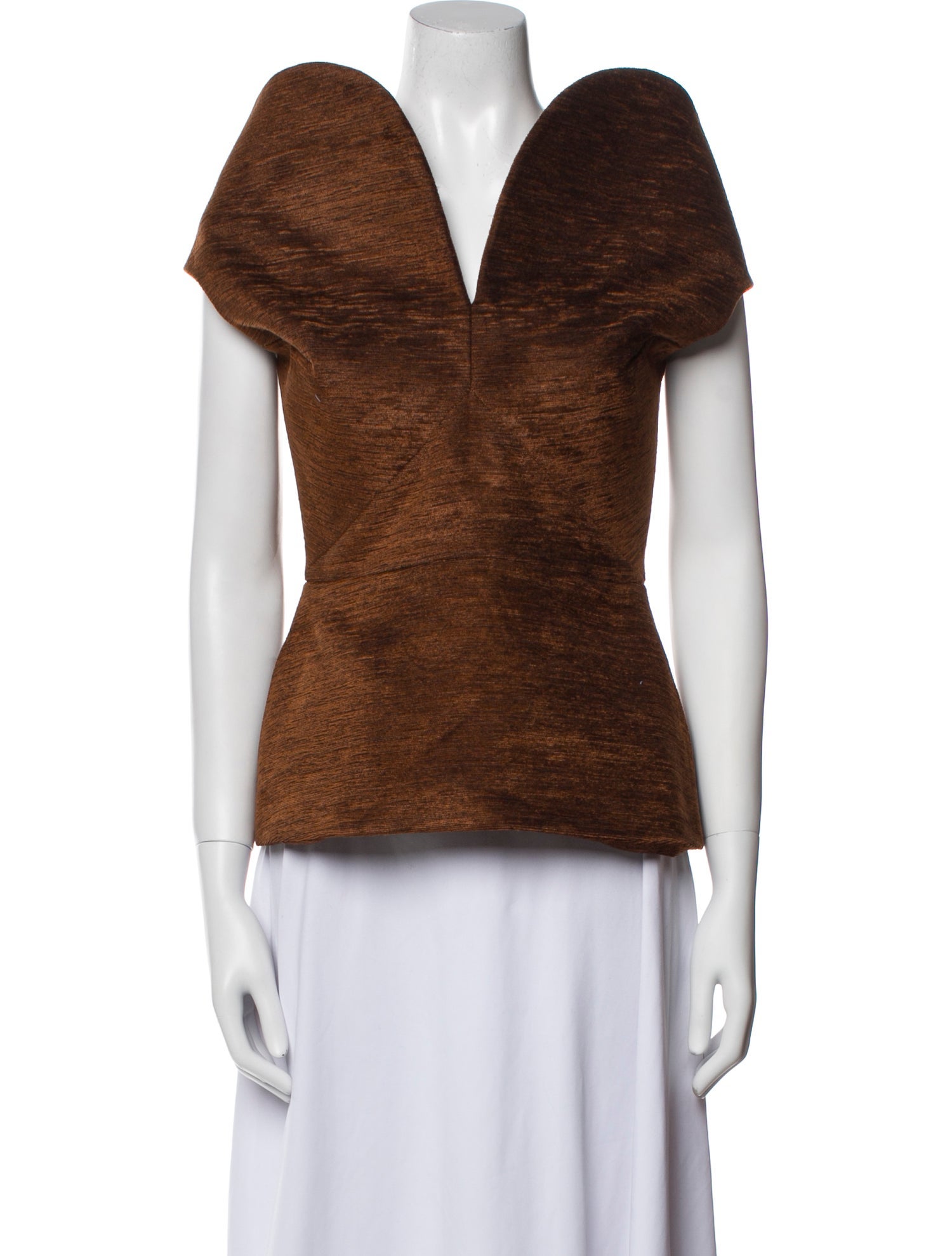 Brandon Maxwell V-Neck Short Sleeve Top