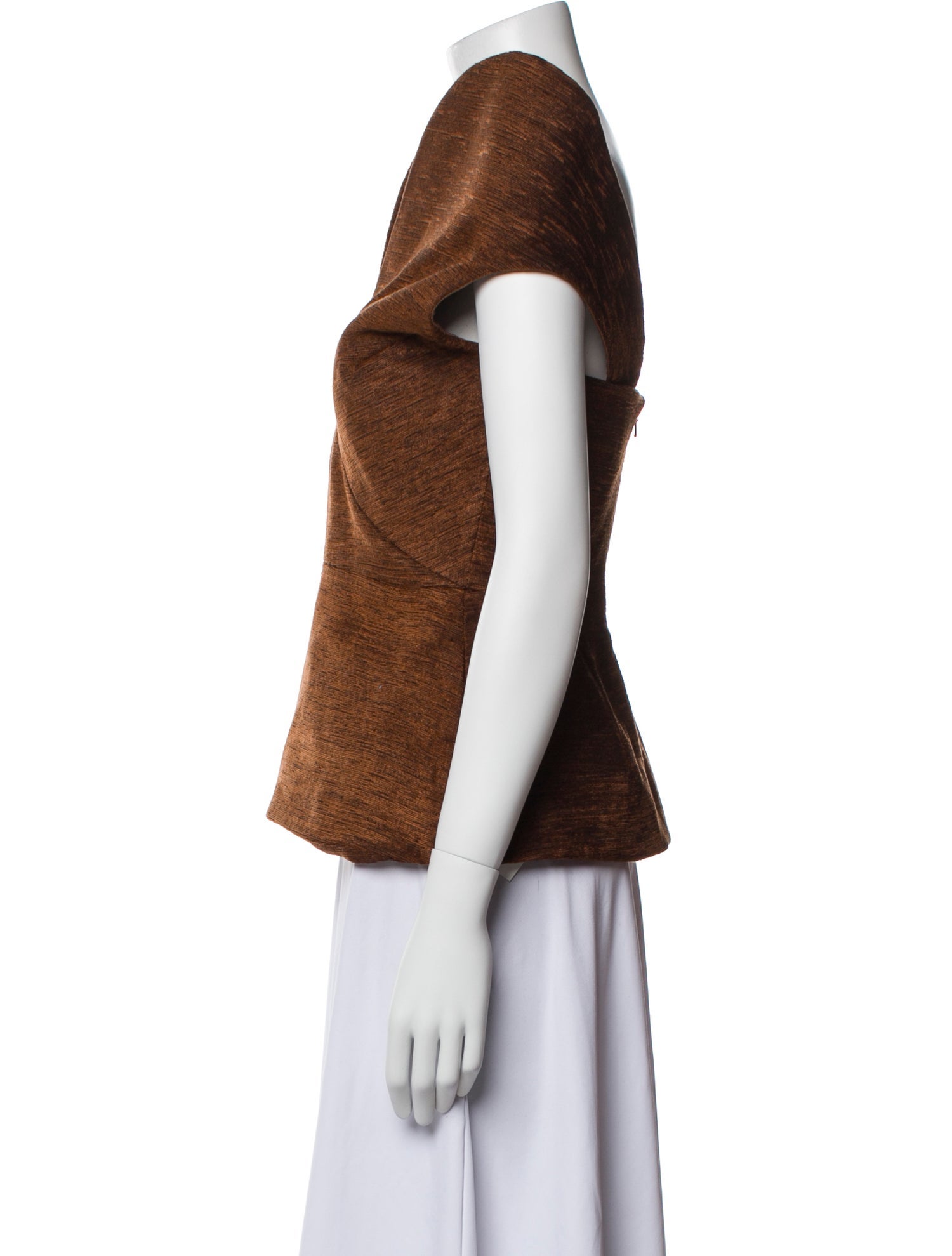 Brandon Maxwell V-Neck Short Sleeve Top