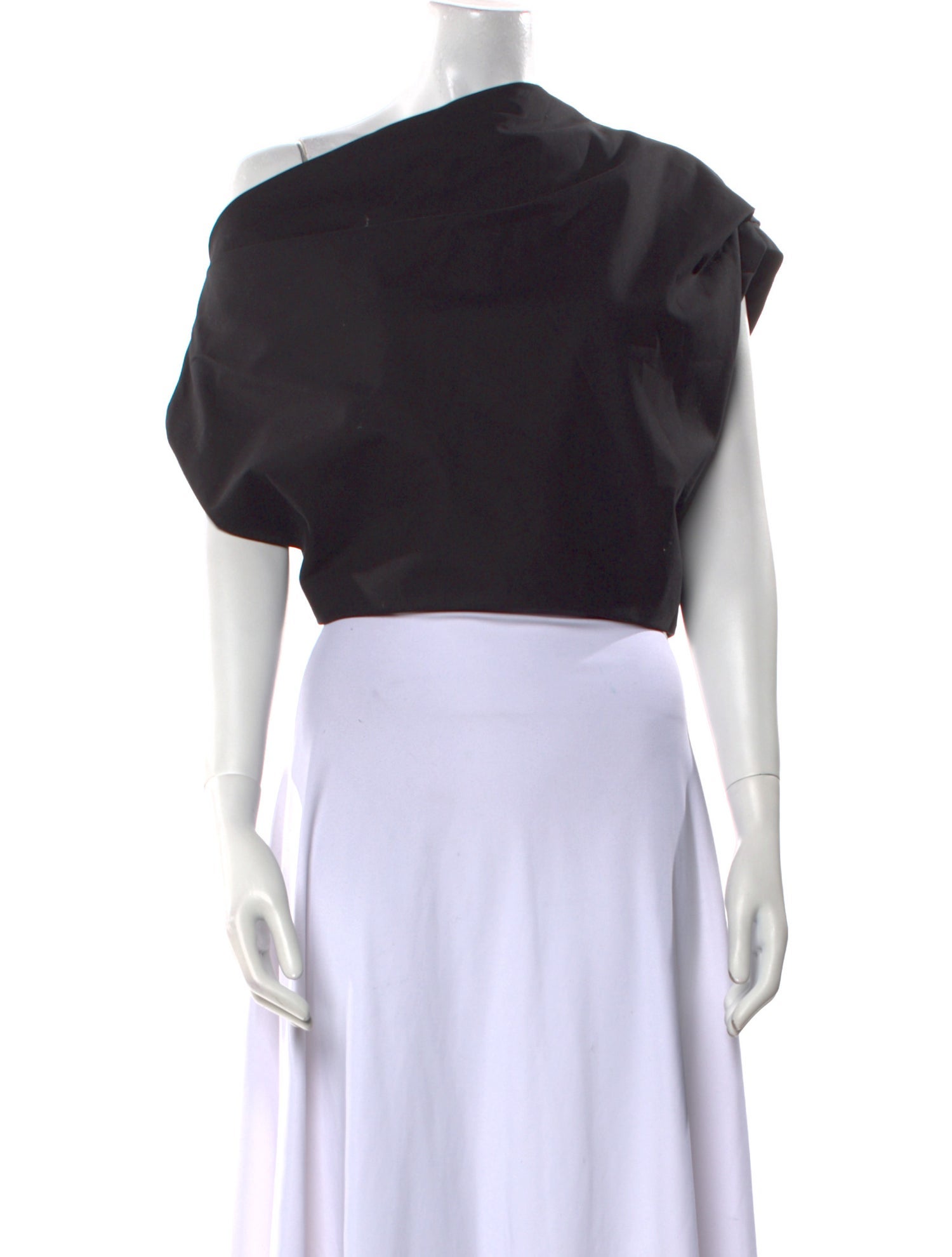 Brandon Maxwell One-Shoulder Short Sleeve Crop Top