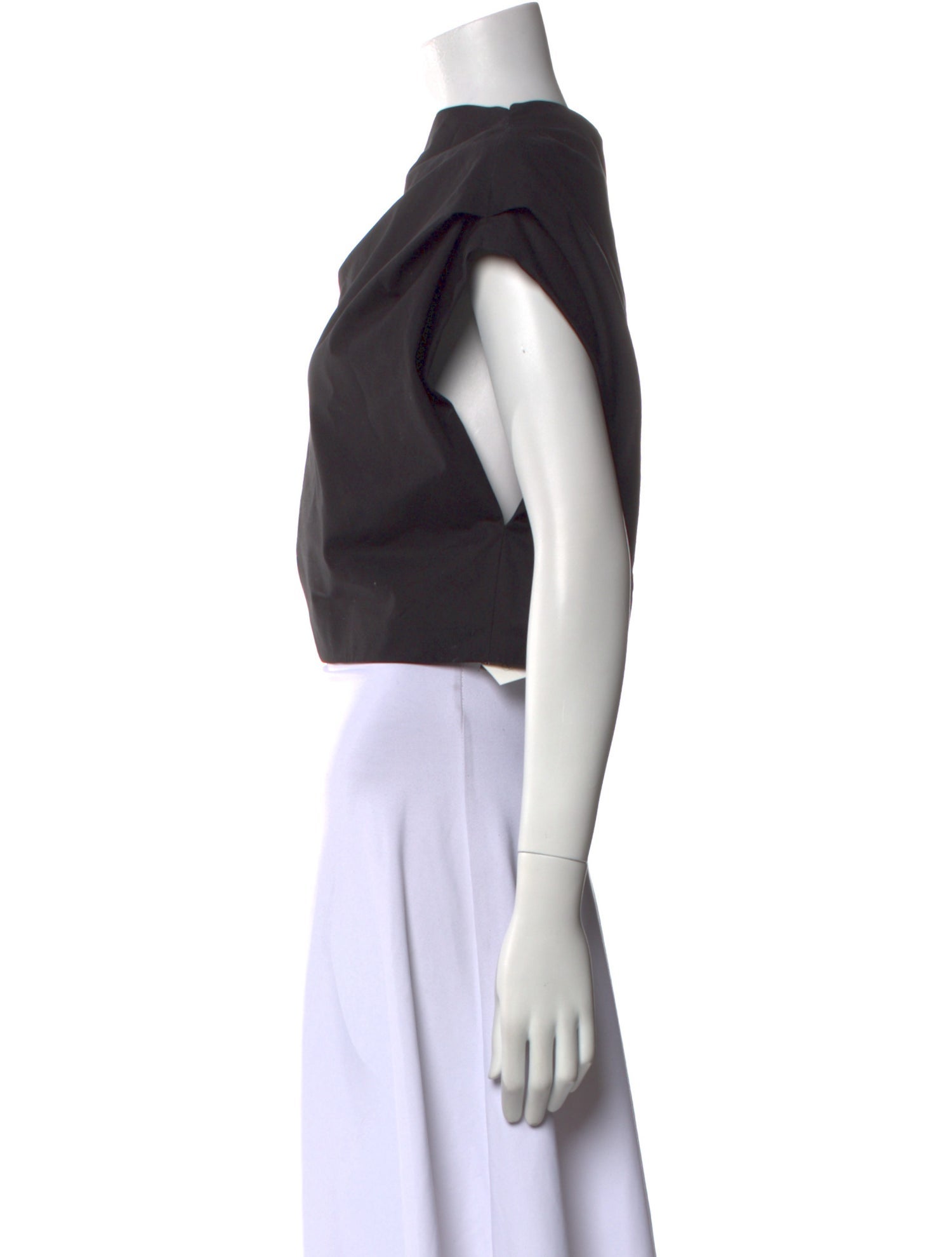 Brandon Maxwell One-Shoulder Short Sleeve Crop Top