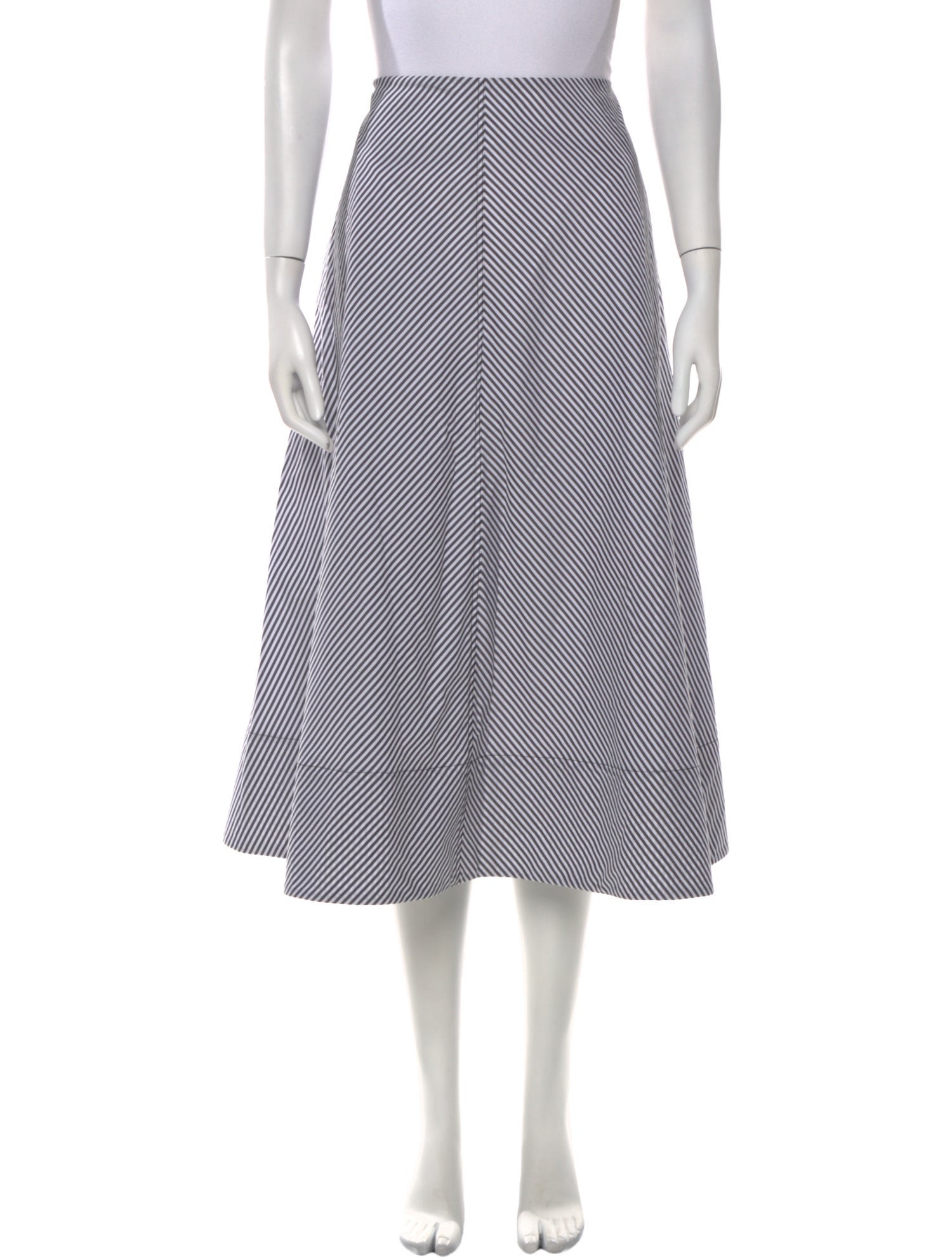 Brandon Maxwell Striped Midi Length Skirt