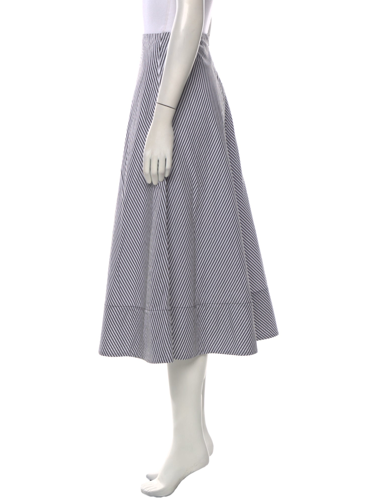 Brandon Maxwell Striped Midi Length Skirt