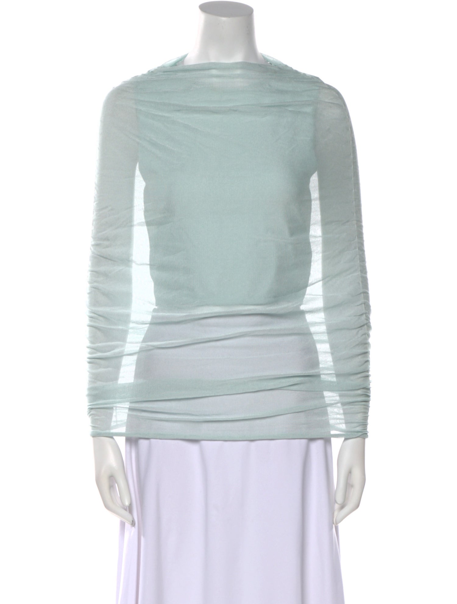 Brandon Maxwell Bateau Neckline Long Sleeve Tunic
