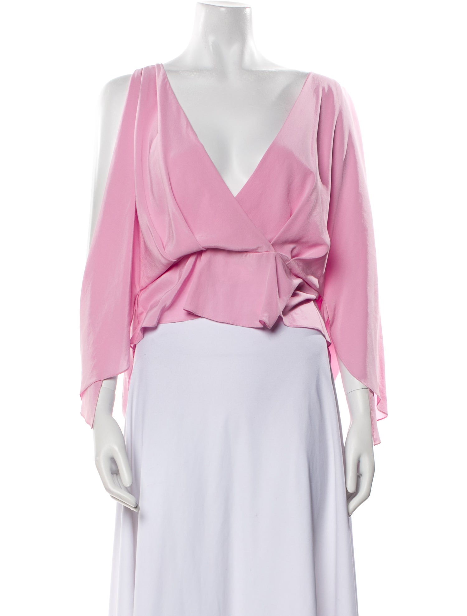 Brandon Maxwell V-Neck Three-Quarter Sleeve Crop Top