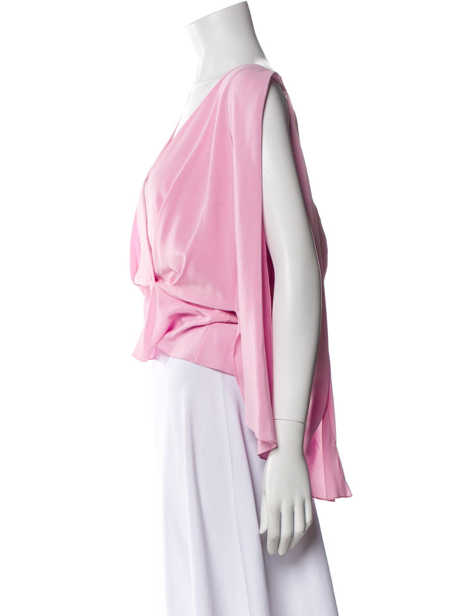 Brandon Maxwell V-Neck Three-Quarter Sleeve Crop Top