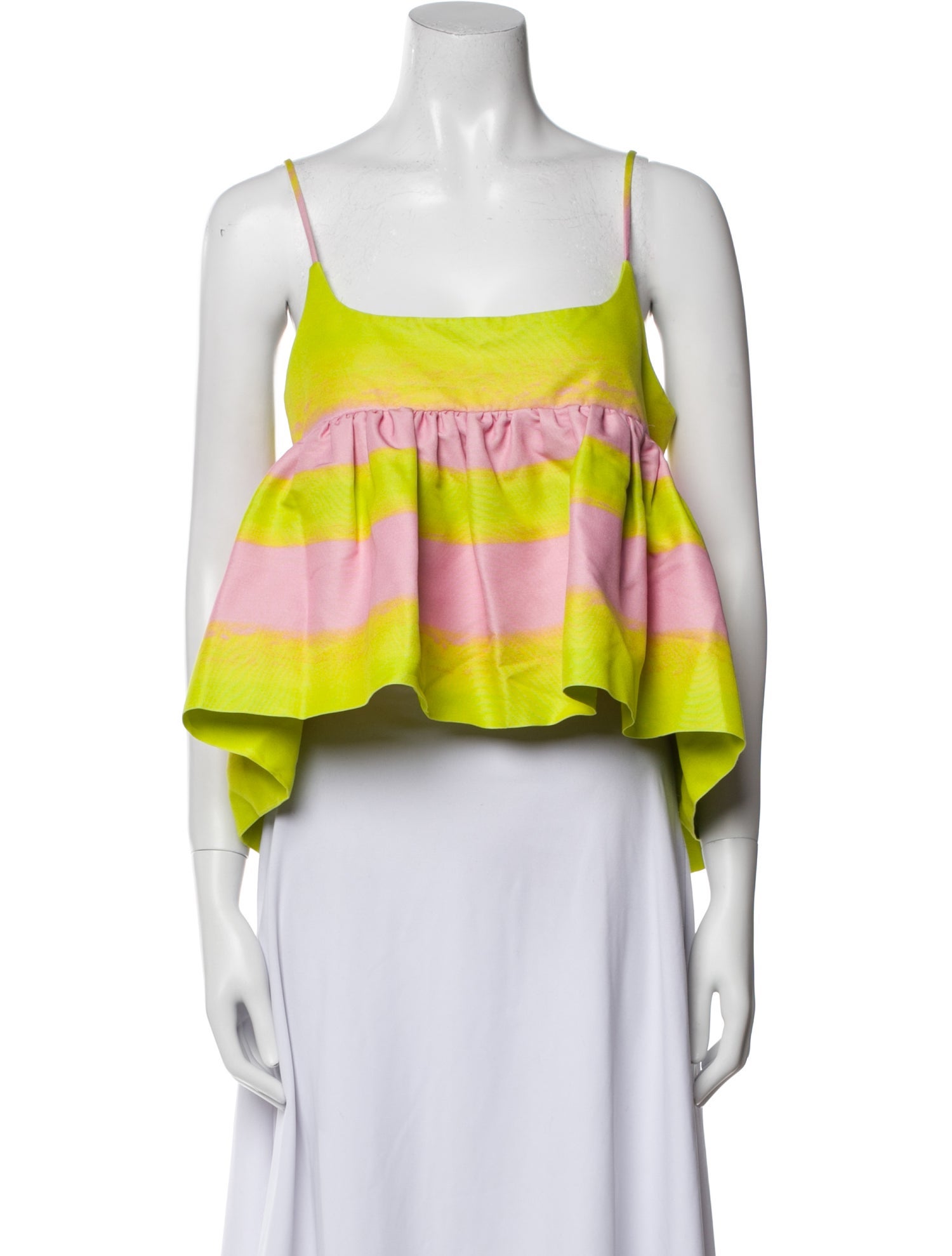 Brandon Maxwell Striped Square Neckline Crop Top