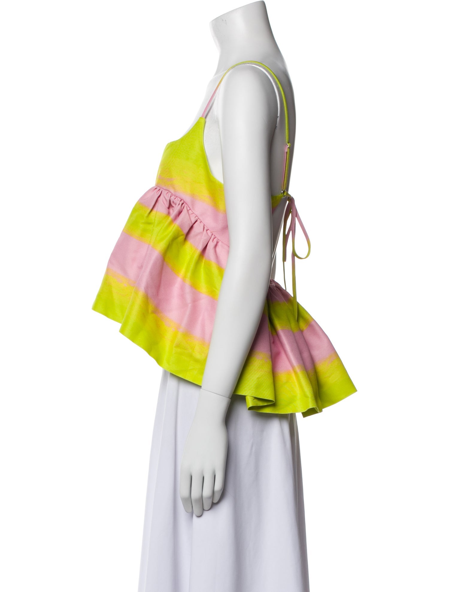 Brandon Maxwell Striped Square Neckline Crop Top