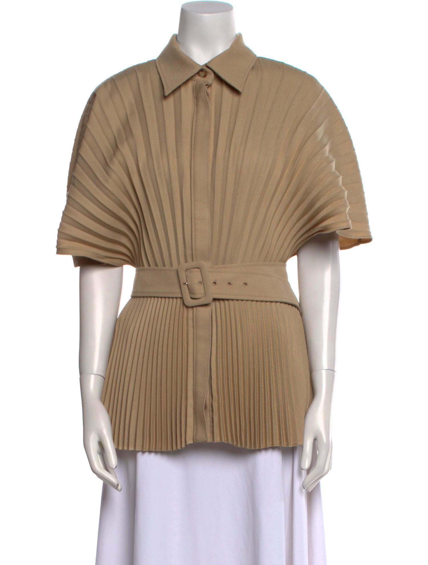 Brandon Maxwell Short Sleeve Button-Up Top