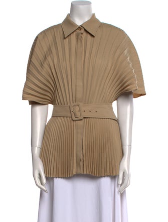 Brandon Maxwell Short Sleeve Button-Up Top