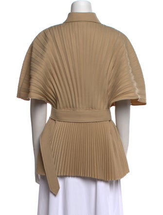 Brandon Maxwell Short Sleeve Button-Up Top