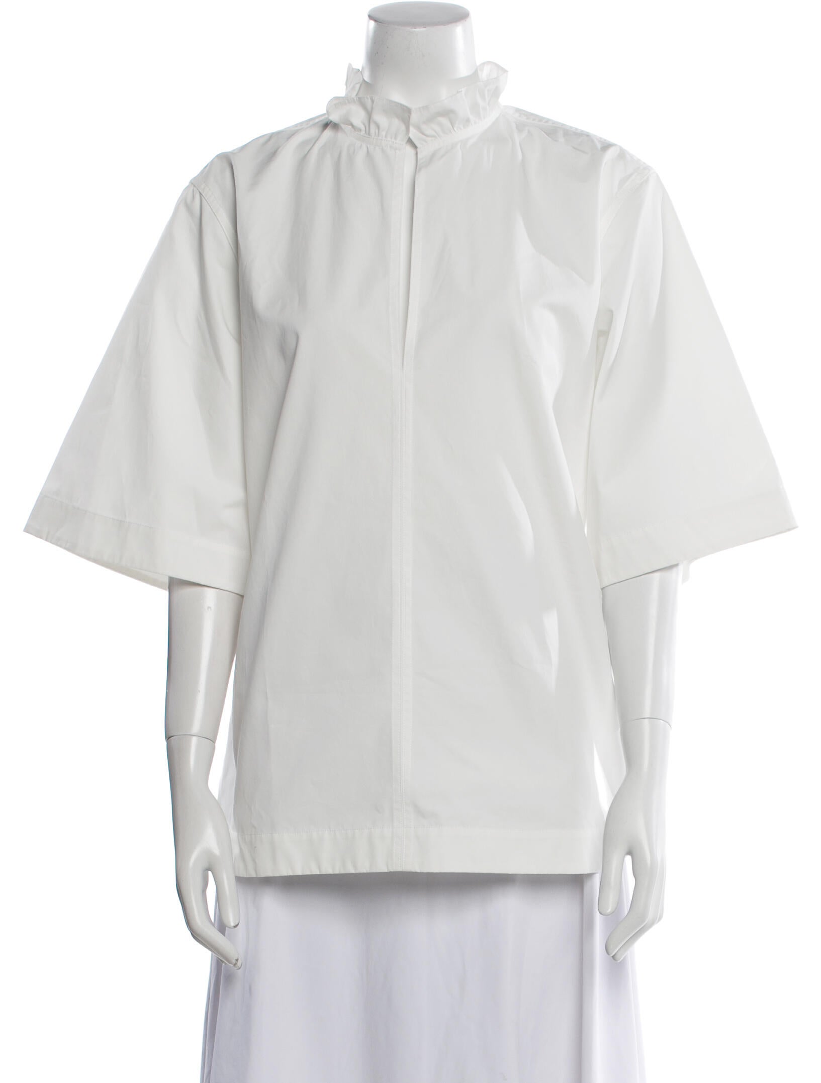 Brandon Maxwell Mock Neck Three-Quarter Sleeve Blouse w/ Tags