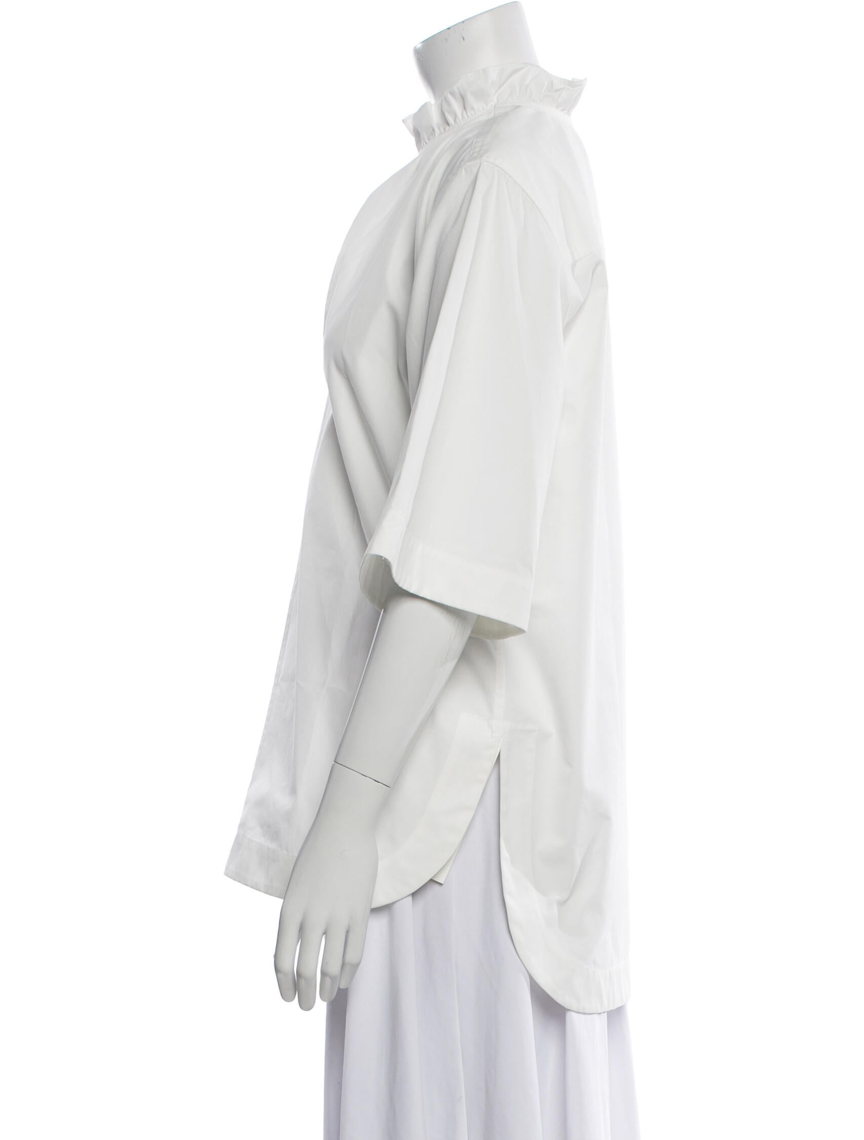 Brandon Maxwell Mock Neck Three-Quarter Sleeve Blouse w/ Tags