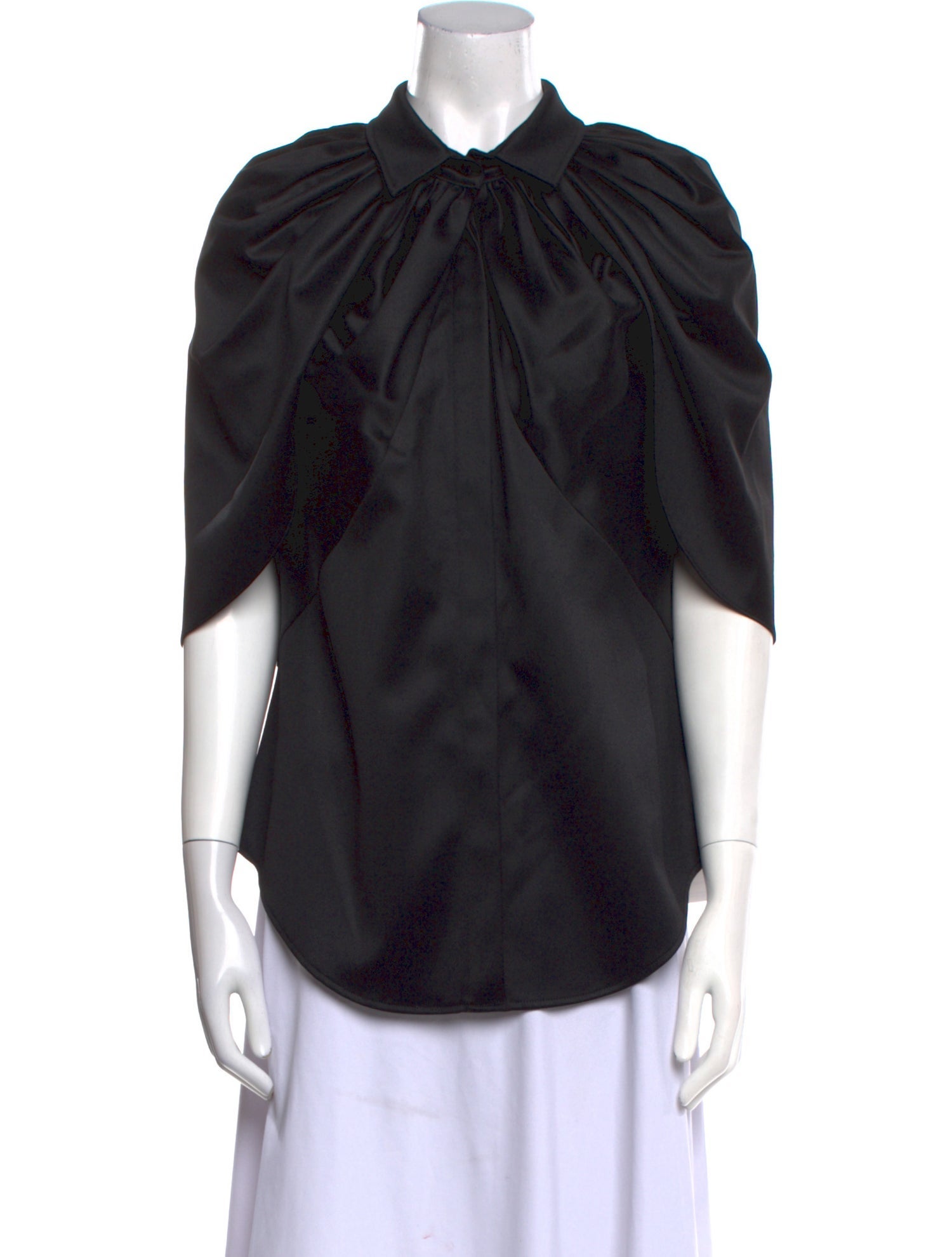 Brandon Maxwell Wool Short Sleeve Blouse