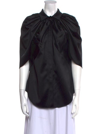 Brandon Maxwell Wool Short Sleeve Blouse