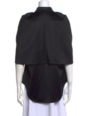 Brandon Maxwell Wool Short Sleeve Blouse