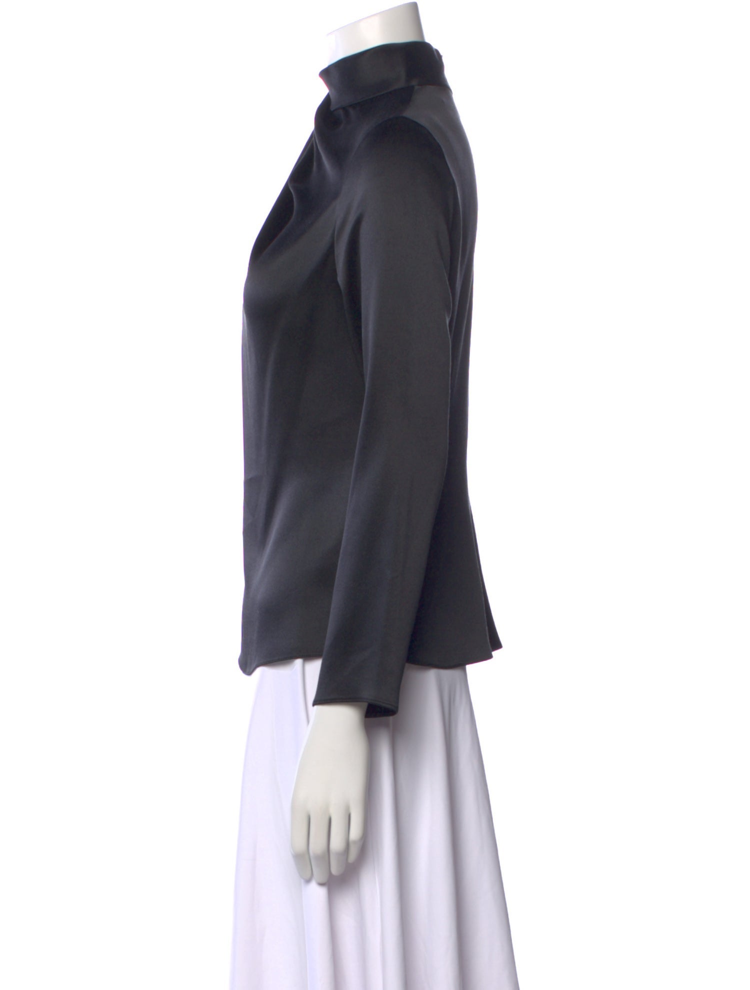 Brandon Maxwell Silk Cowl Neck Blouse