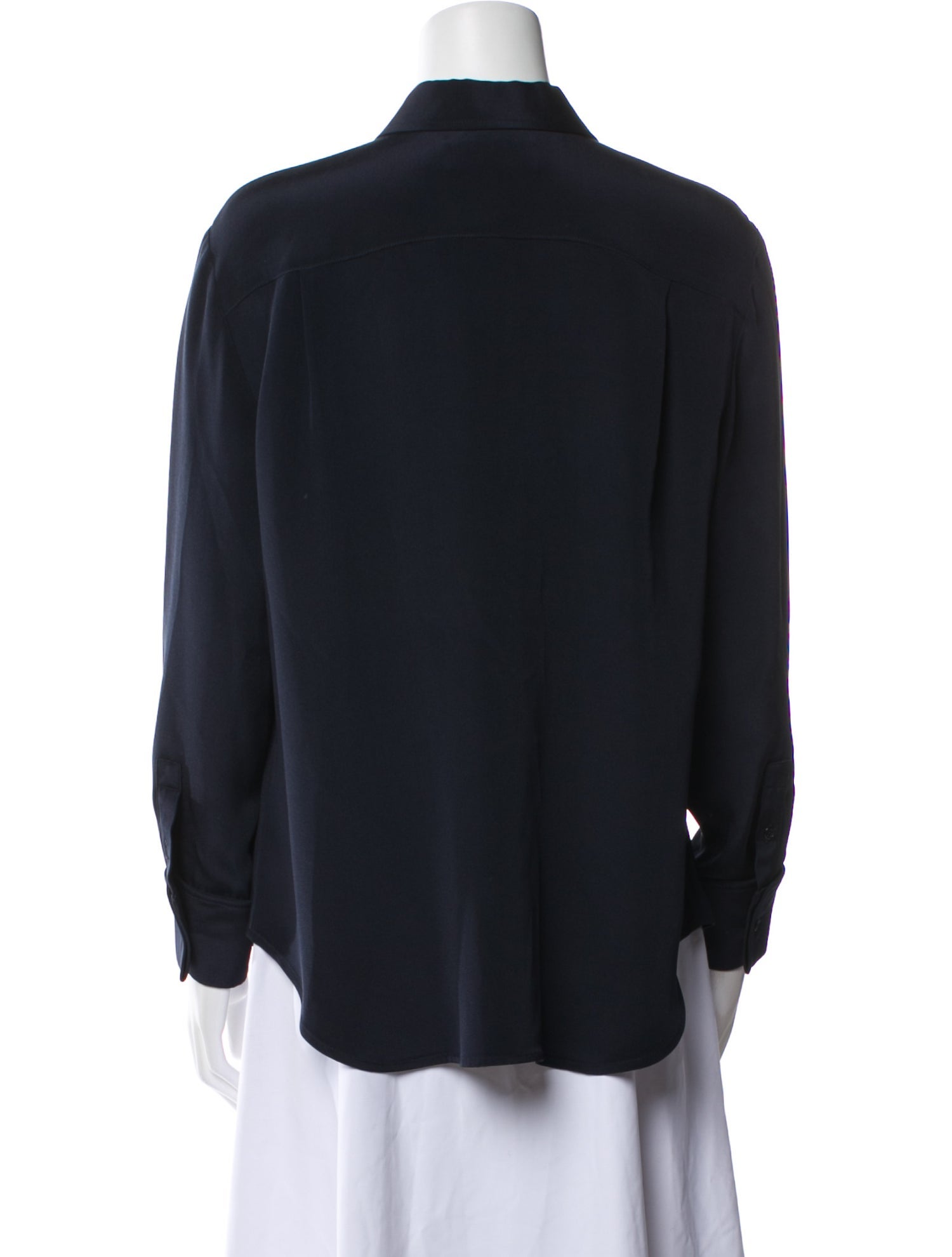 Brandon Maxwell Silk Long Sleeve Button-Up Top