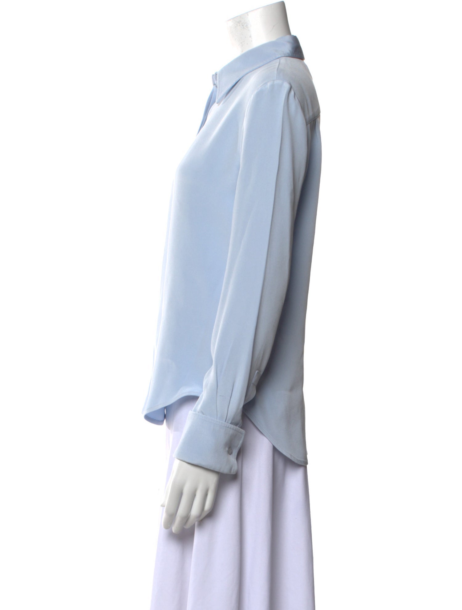 Brandon Maxwell Silk Long Sleeve Button-Up Top