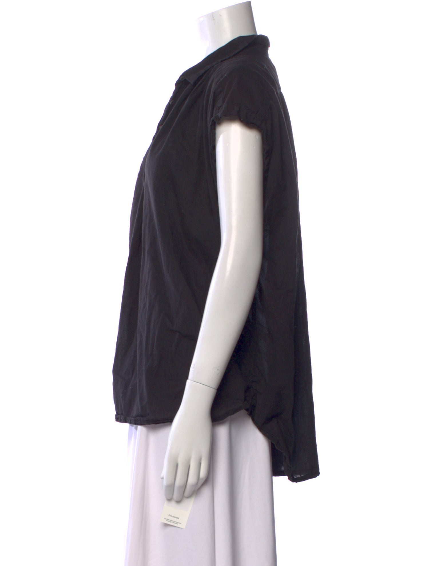 Brandon Maxwell Silk Short Sleeve Button-Up Top