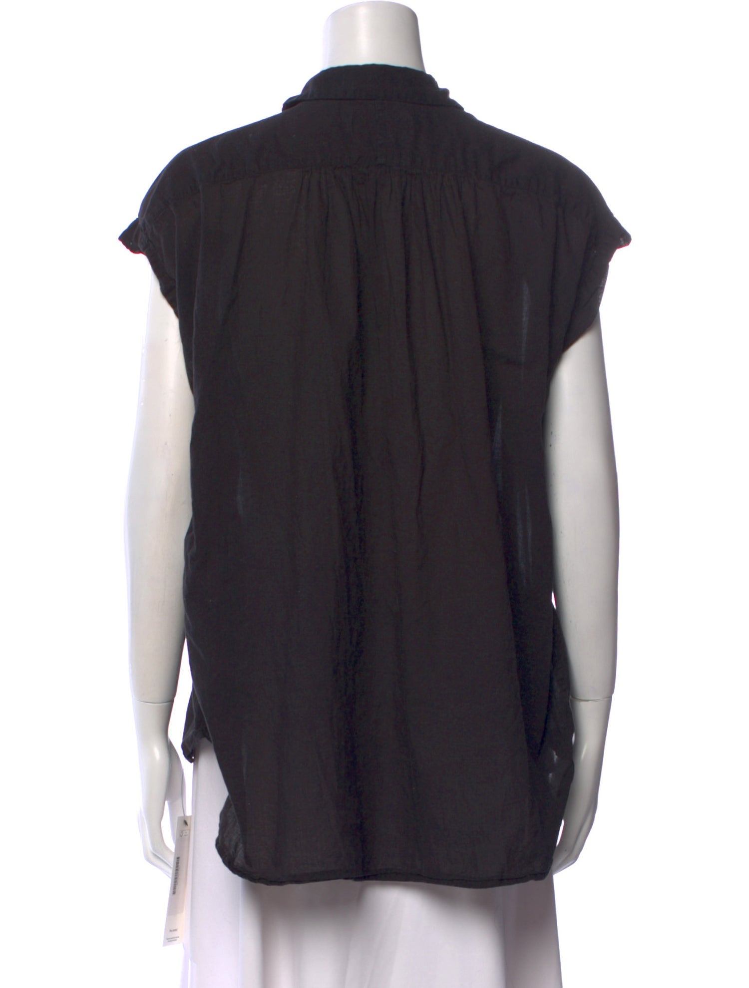 Brandon Maxwell Silk Short Sleeve Button-Up Top