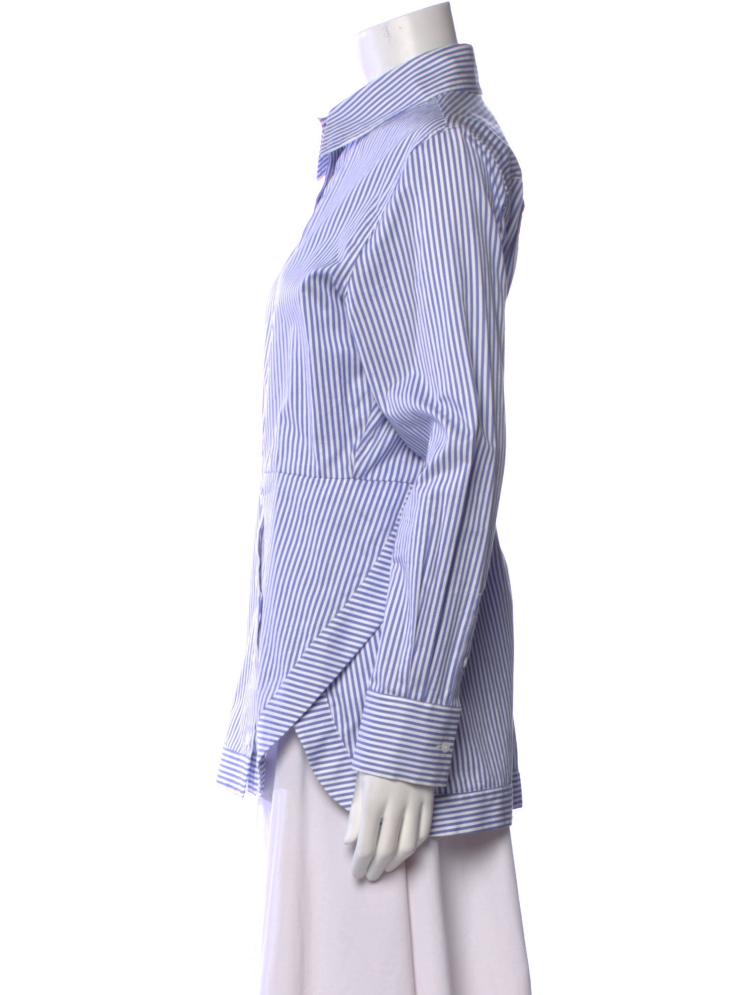 Brandon Maxwell Striped Long Sleeve Button-Up Top