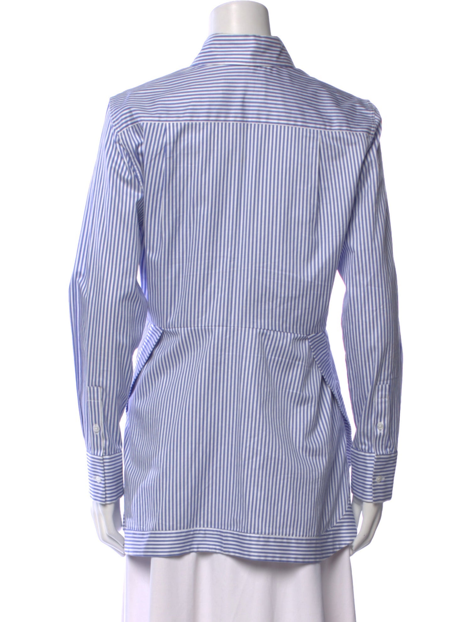Brandon Maxwell Striped Long Sleeve Button-Up Top