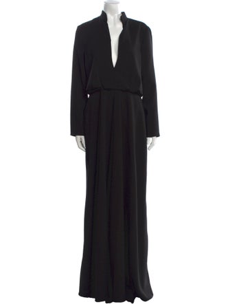 Brandon Maxwell V-Neck Long Dress