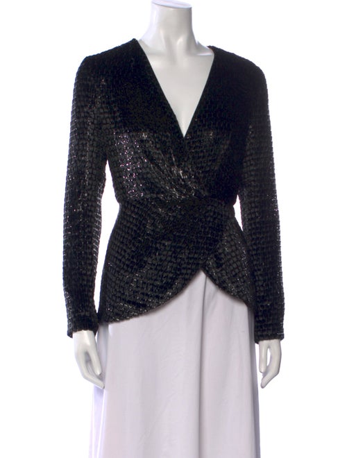 Brandon Maxwell Printed V-Neck Top