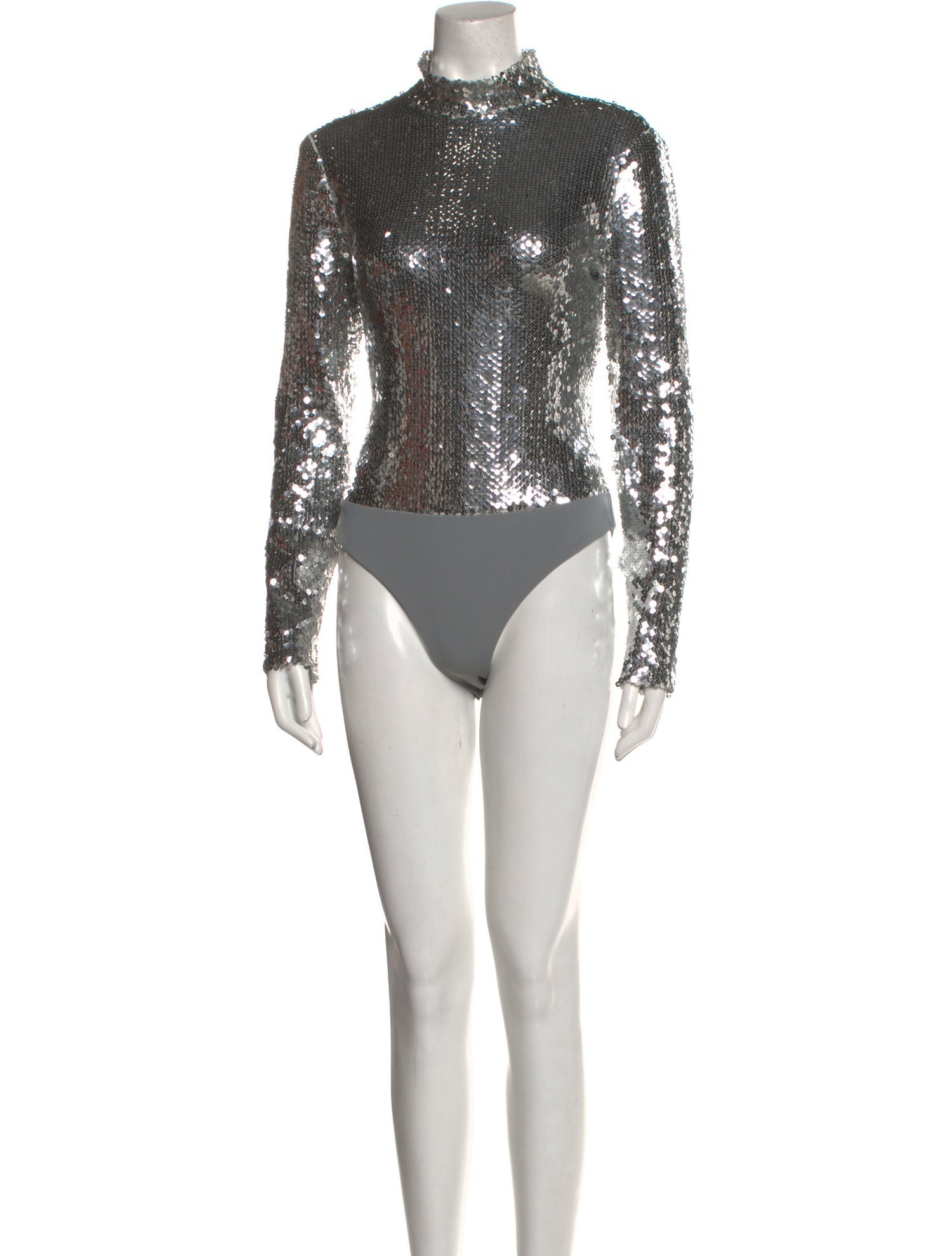 Brandon Maxwell Mock Neck Long Sleeve Bodysuit