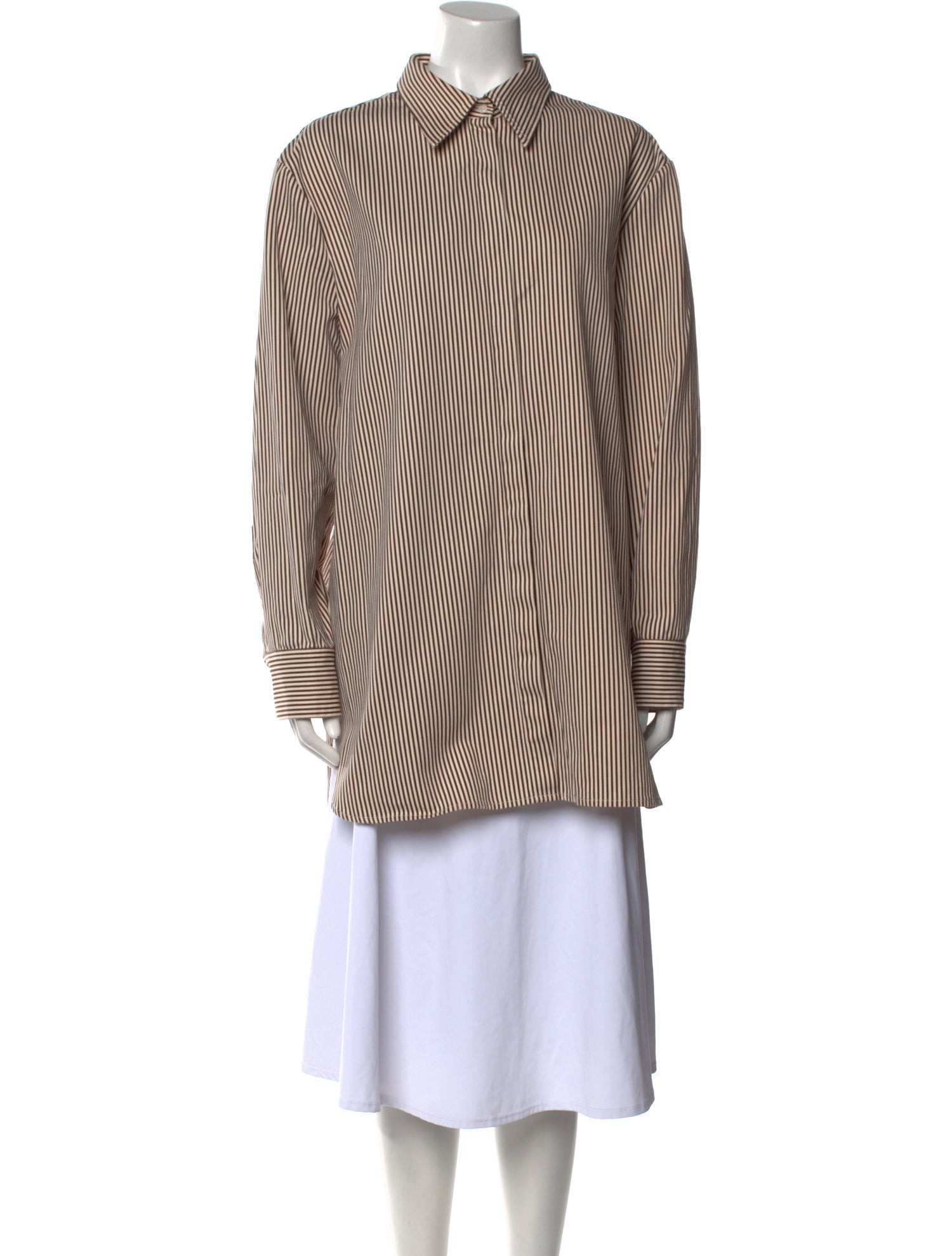 Brandon Maxwell Striped Long Sleeve Tunic