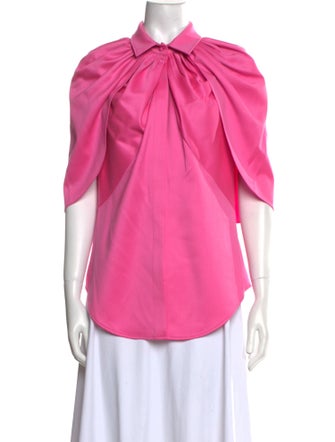 Brandon Maxwell Wool Three-Quarter Sleeve Blouse