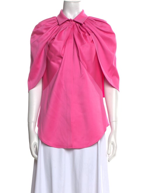 Brandon Maxwell Wool Three-Quarter Sleeve Blouse