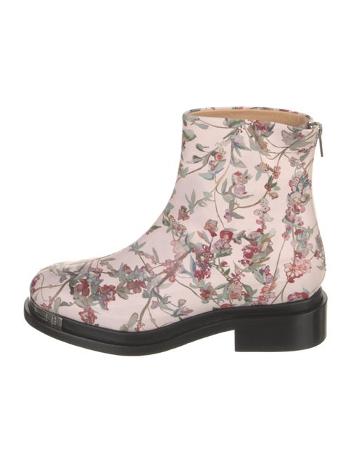 Brandon Maxwell Leather Floral Print Combat Boots
